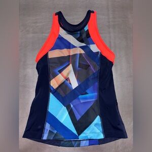 Athleta Navy and Orange Activewear Bondi tankini top. Small